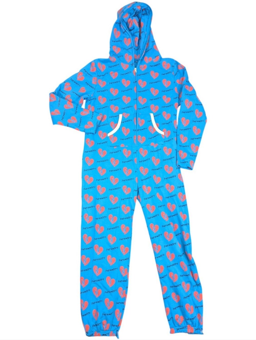 Paramore Y2K Official Merch Adult One - Piece Full-Zip Hooded Pajama Onesie Larg